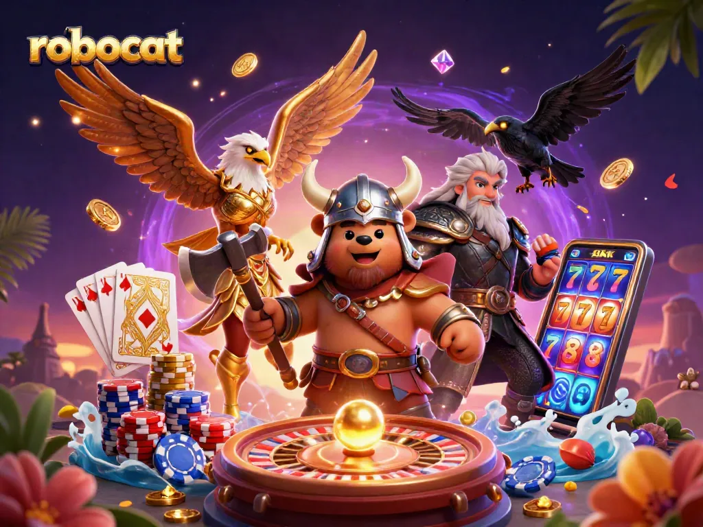 Engage in winning fun with robocat at a vibrant online casino, featuring exciting games and visuals.